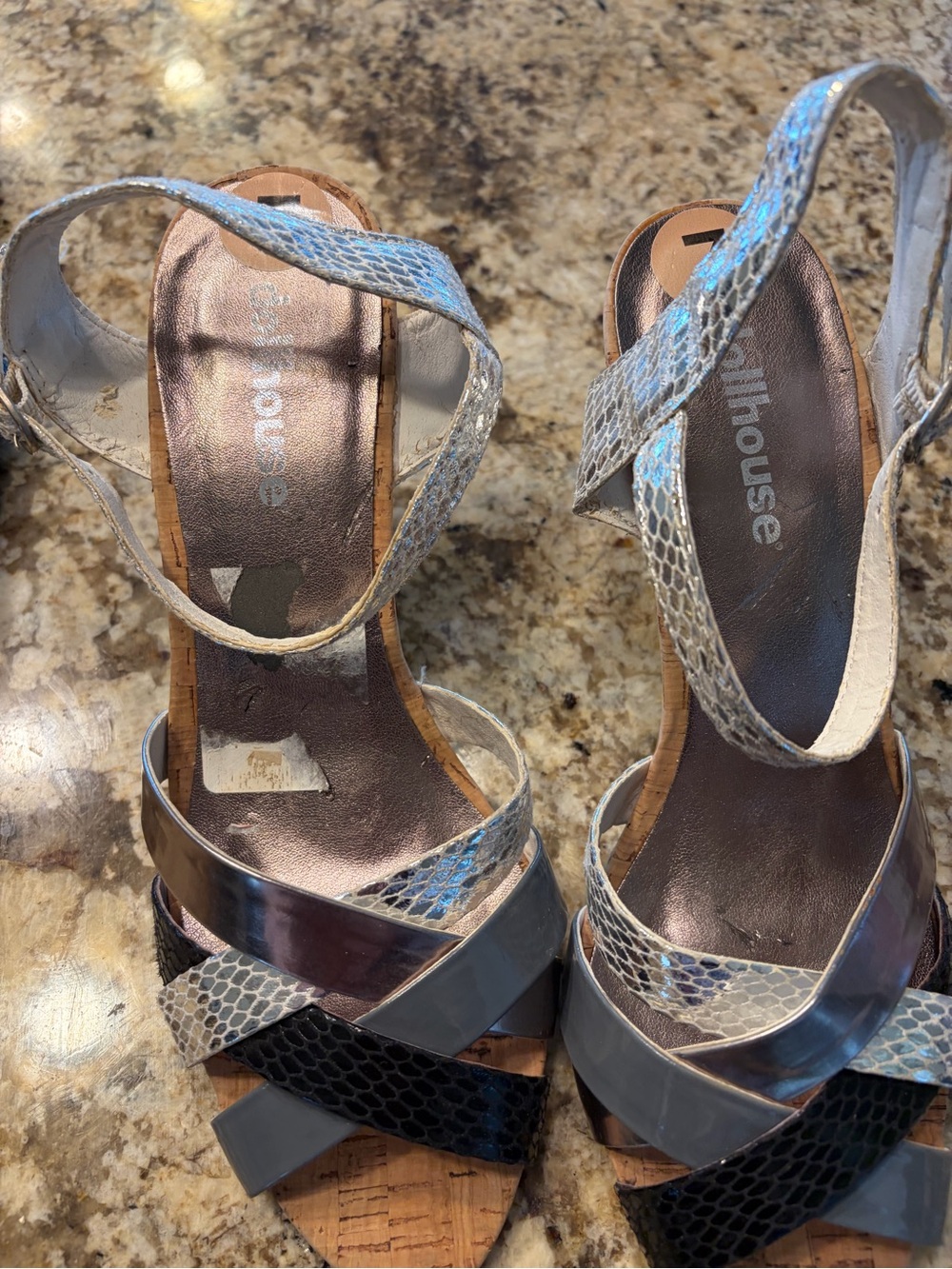 Silver & Gray Strappy Women's Sandals